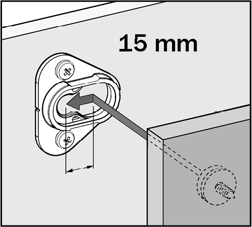 Beim seitlichen Einrasten haben sie  15 mm Versatz nach links oder rechts.   
