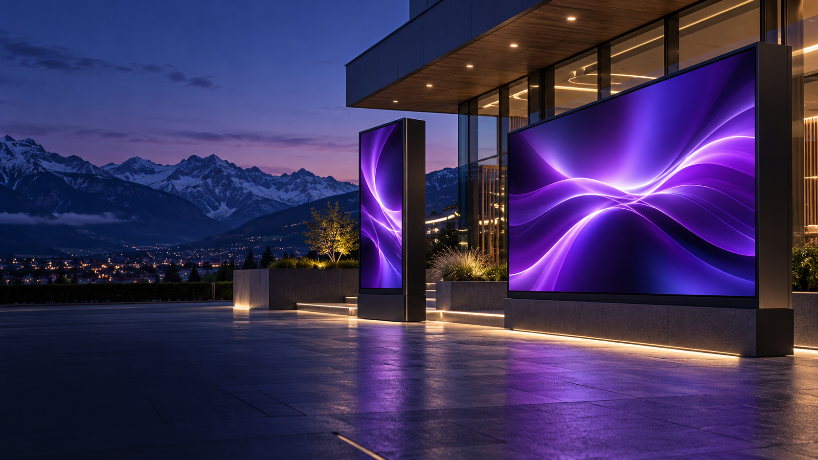 LED-Display und digitale Infostele im Außenbereich – Symbolbild